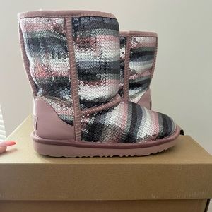 Pink and silver uggs size 1